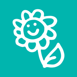 Icono de flor sobre fondo verde azulado