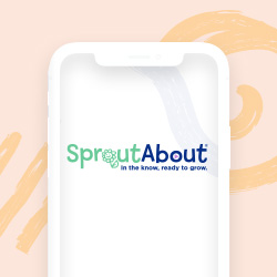 Logotipo de SproutAbout en un teléfono