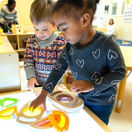Students learning shapes